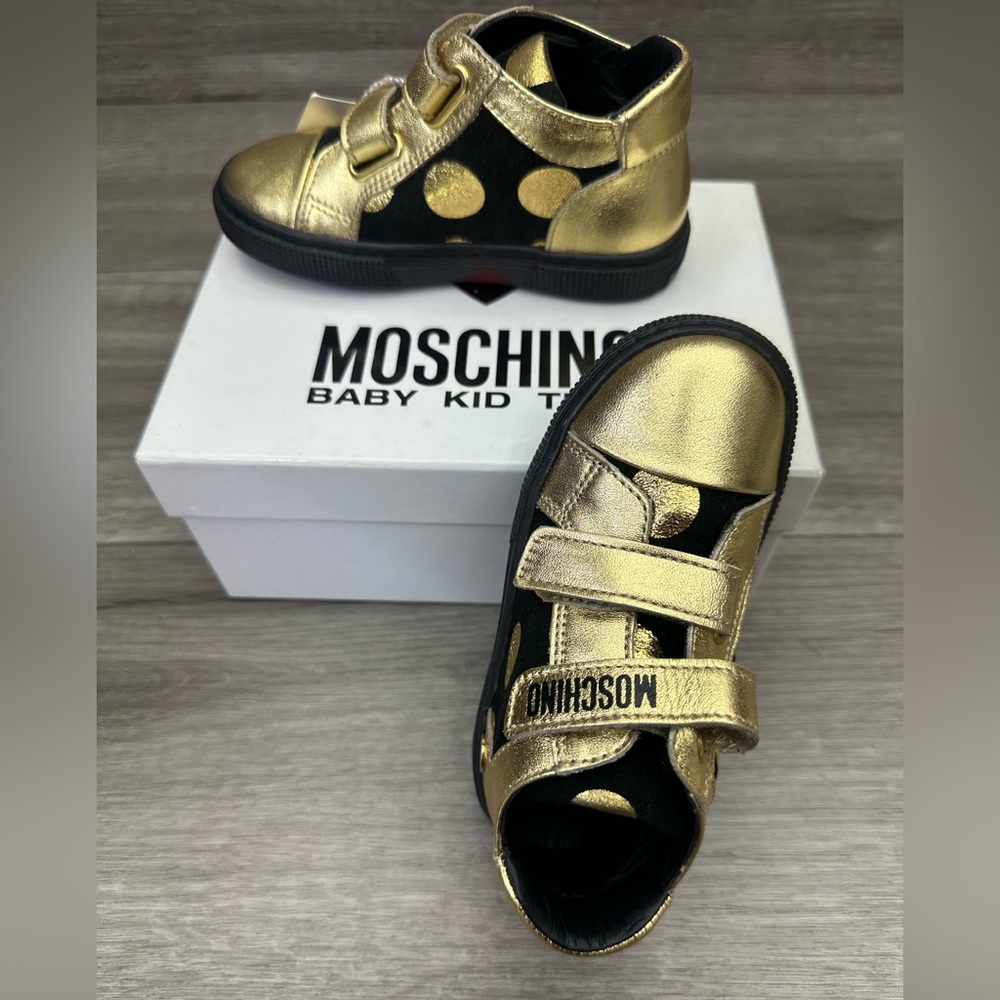 Moschino Gold and Black Kids Shoes